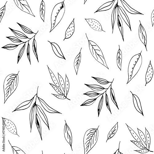 Seamless floral pattern, classic flower ornament, abstract ditsy print in vintage motif. Elegant botanical design of beautiful large wild flowers, leaves, small branches, herbs. Vector illustration.