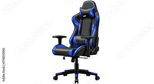 Ergonomic Blue and Black Gaming Chair with Lumbar Support.