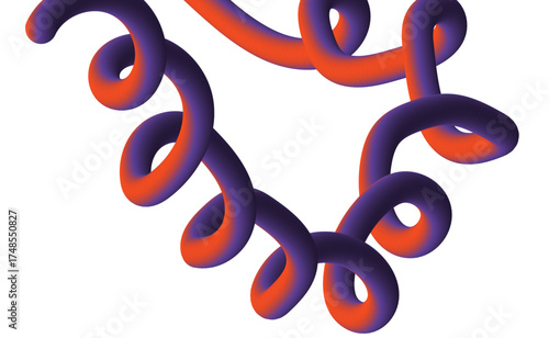Vector art of a group of colorful 3d rendered spirals, intertwined in a playful and abstract design