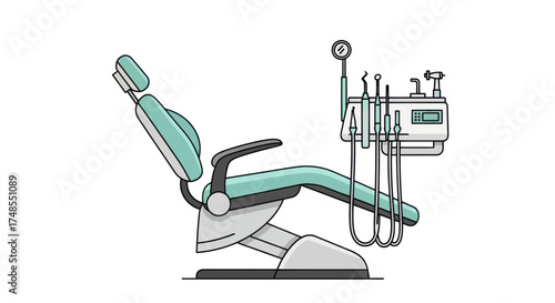 Modern Dental Chair with Integrated Instrument Console.