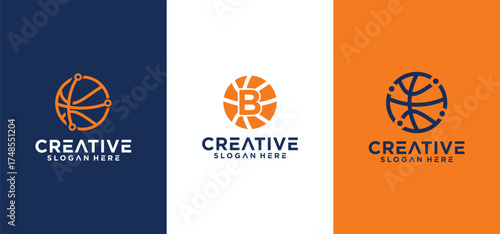 basketball club sports logo, basketball equipment logo vector Basketball logo, logo for basket ball brand.