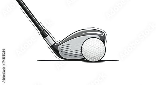 Golf Club Driver Poised to Strike Golf Ball Illustration.