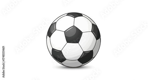 Classic Black and White Soccer Ball Illustration.