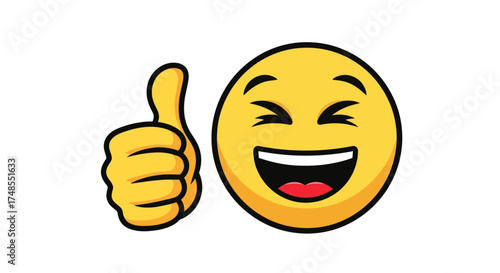 Cheerful Yellow Emoji Giving a Thumbs Up Gesture of Approval.
