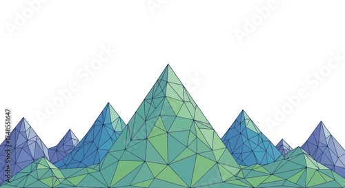 Abstract Low Poly Geometric Mountain Range Illustration.
