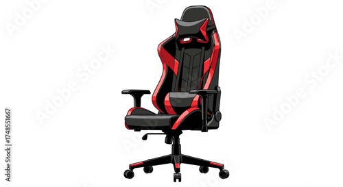 Ergonomic Red and Black Gaming Chair with Adjustable Features.