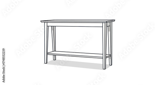 Simple Wooden Console Table with Shelf Minimalist Furniture Design.