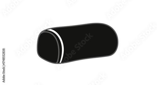 Sleek black rounded cylinder with a prominent white stripe.