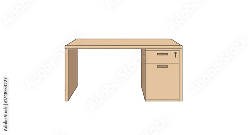 Light Wood Desk with Drawers and Simple Design.