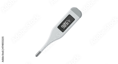 Digital Thermometer with Illuminated Display Showing Temperature.
