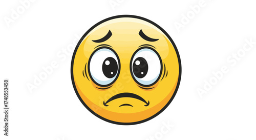 Sad Yellow Emoji with Big Eyes and Worried Expression.