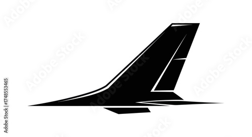 Stylized Black Silhouette of an Airplane Tail Fin.