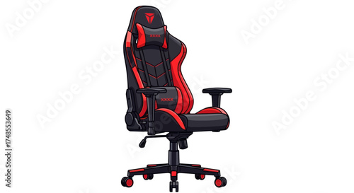 Ergonomic Red and Black Gaming Chair with Lumbar Support and Headrest.