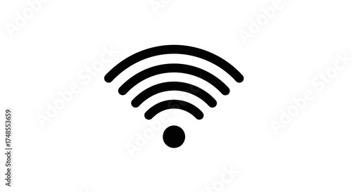 Black Wi-Fi Signal Icon on White Background.