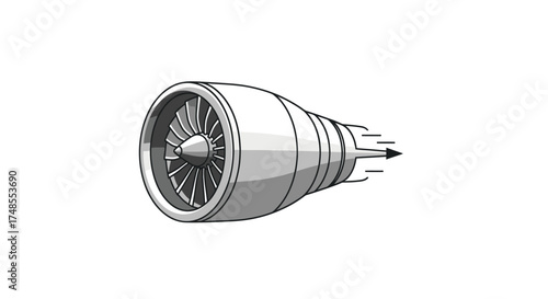 Detailed Illustration of a Powerful Jet Engine Turbine.