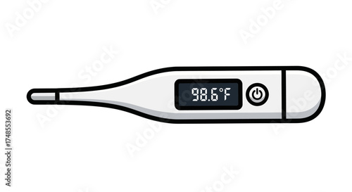 Digital Thermometer Displaying Normal Body Temperature in Fahrenheit.