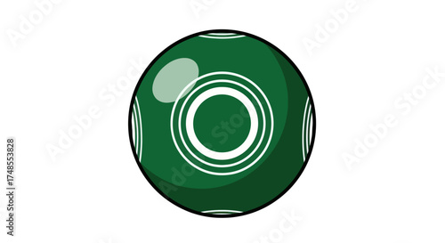 Vibrant Green Lawn Bowls Ball with White Concentric Circles.