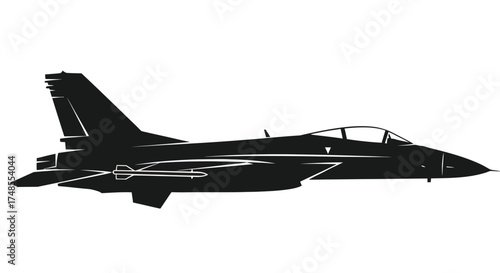 Silhouette of a Modern Military Jet Fighter Aircraft.