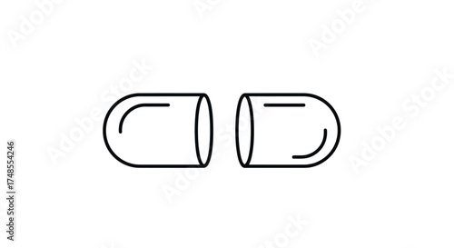 Open Capsule Icon Representing Medicine or Supplements.