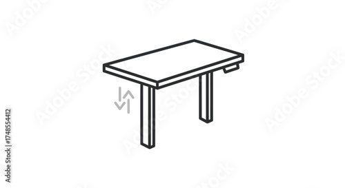 Simple Line Drawing of a Rectangular Table with Two Legs.