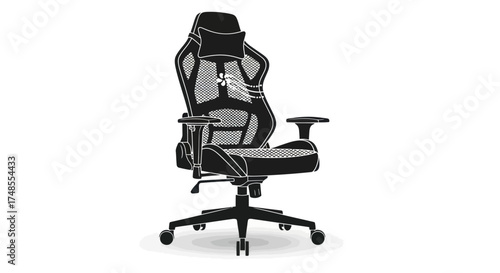 Modern Black and Grey Ergonomic Gaming Chair with Mesh Back.