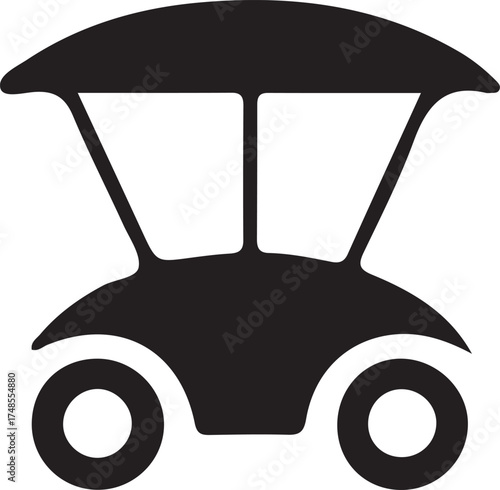 Black and white golf cart illustration perfect for recreational vehicle or tourism concepts