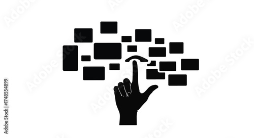 hand pushing button on a touch screen interface