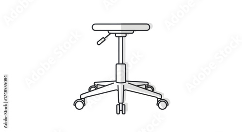 Adjustable Rolling Stool with Five-Star Base and Wheels.