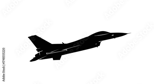 Silhouette of a Modern Military Fighter Jet in Flight.