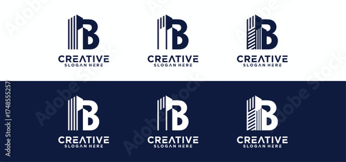 Home and building repair logo design template with a combination of the initial B, the logo b is in the shape of a building.