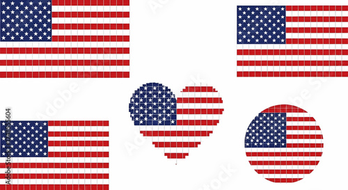 American flag pixel art patriotic usa stars and stripes vector graphics