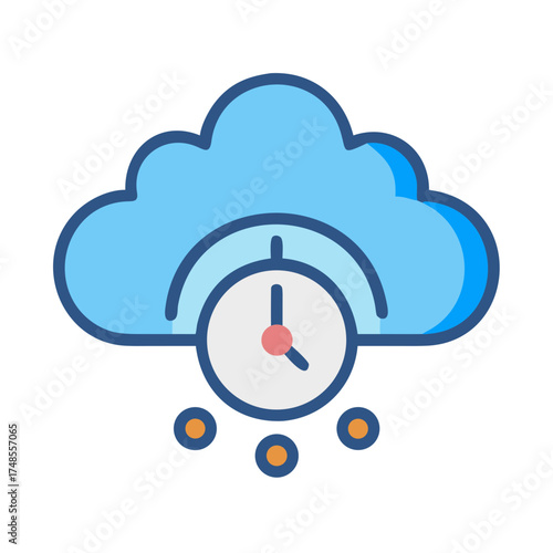 Cloud computing time clock vector icon for network storage or cloud services