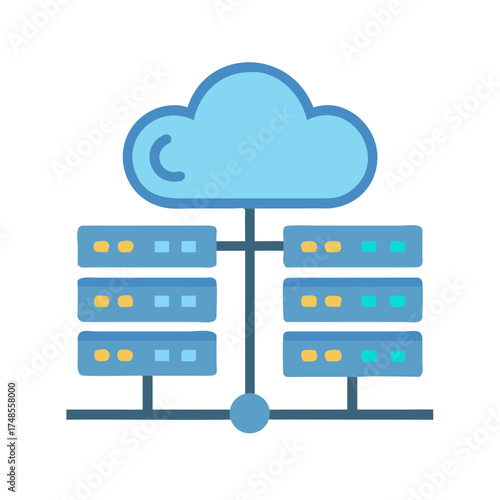 Cloud server network infrastructure depicting data storage connectivity, vector illustration concept