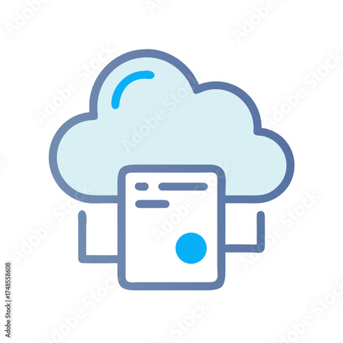 Illustration of data cloud server with file for cloud computing technology