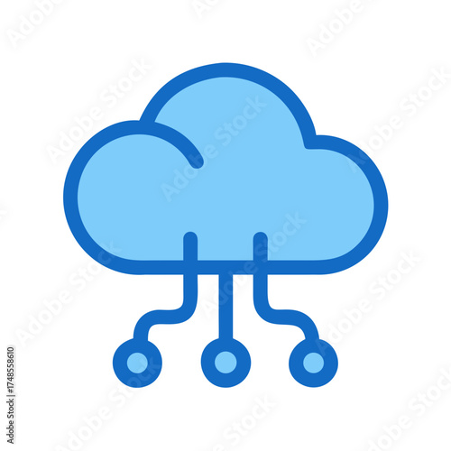 Stylized cloud with connected nodes representing data network and cloud computing