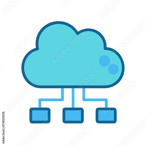 Simple cloud computing concept diagram with data nodes on a black background