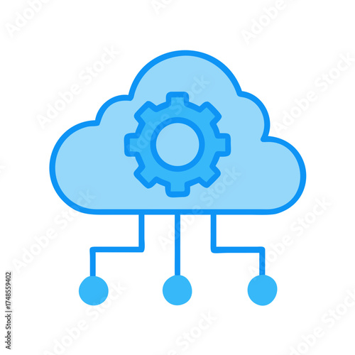 Cloud computing management with gear icon and connected nodes concept image