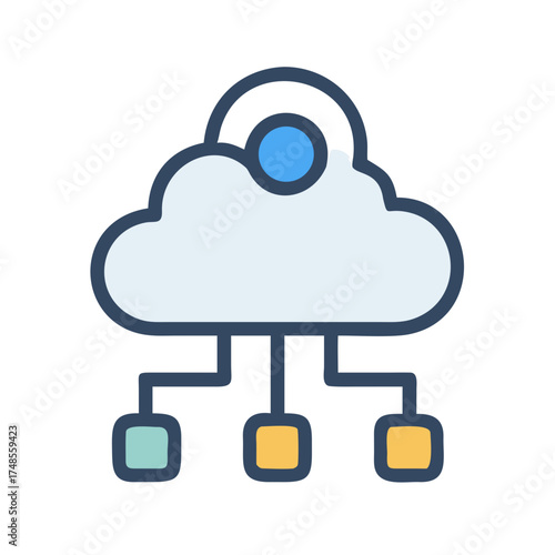 Stylized cloud network icon on black, representing data sharing and connectivity solutions