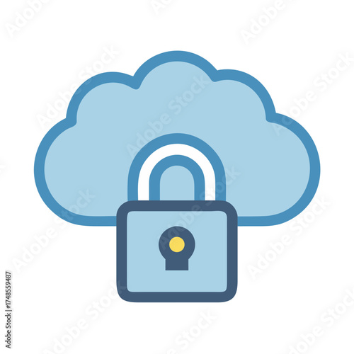 Cloud computing security: Cloud with a lock represents data protection and privacy