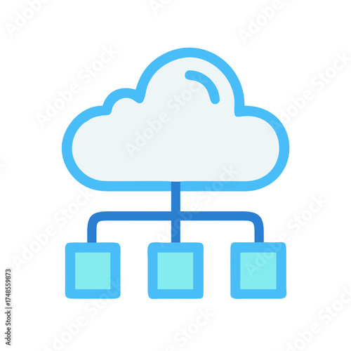 Simplified cloud computing diagram displaying network connections on a black background