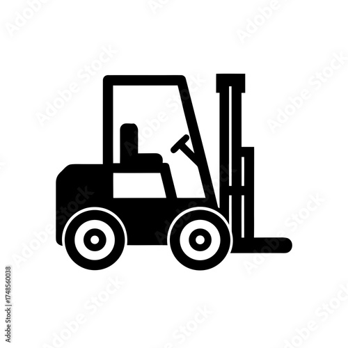 Simple black forklift illustration silhouette