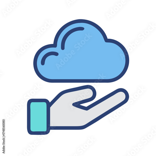 A hand holding a cloud: Cloud computing service concept, data storage metaphor