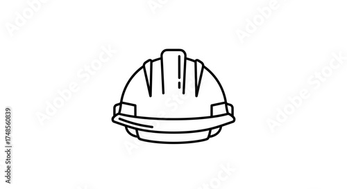 Simple Line Drawing of a Hard Hat Safety Helmet.