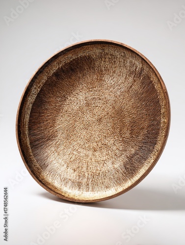 Elegant Rustic Pottery Dish: A gracefully angled pottery dish exhibits a captivating blend of warm, earthy tones, revealing a unique, textured surface.