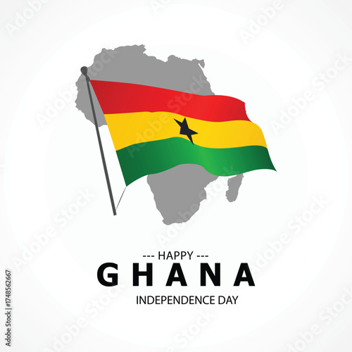 Ghana Independence Day post illustration on white background
