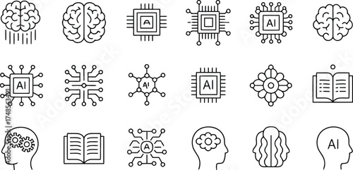 ai, artificial intelligence, brain, mind, technology, computer chip, processor, circuit, network, data, learning, intelligence, cognition, science, innovation, digital, abstract, symbol, icon, outline