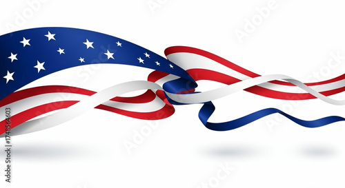Patriotic american flag ribbon banner vector design for usa celebration