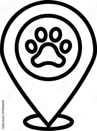 Pets here pinpoint icon vector. Pet shop map point sign vector illustration.
