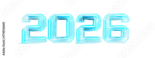 Luminous future year 2026 cyan numeric digits on black background glowing futuristic style celebration design template
