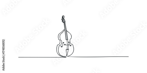 Single Line Drawing of Double Bass Instrument